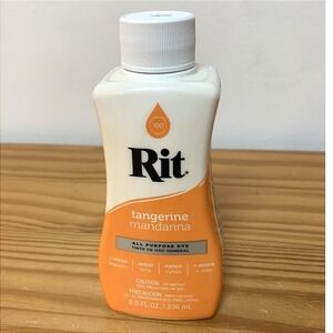 New Rit Tangerine Fabric Dye All Purpose‎ Cotton Wool Nylon 8 fl oz Orange